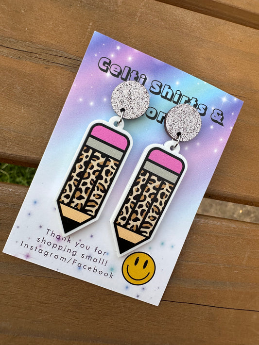 Cheetah Pencil Earrings